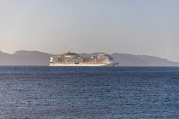 Cruise ship sailing to Kingstown, Saint Vincent and the Grenadines