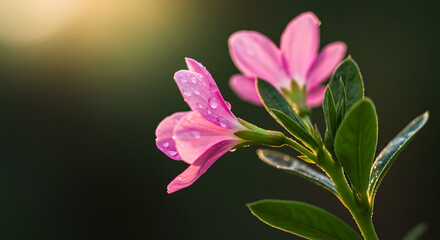 Fototapeta premium A detailed view of a pink blossom attached to its stem