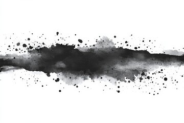 Abstract black watercolor splash with subtle gray tones across a white canvas background