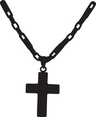 cross necklace made silhouette in vector