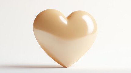 Fototapeta premium 3D beige heart icon on a white background.
