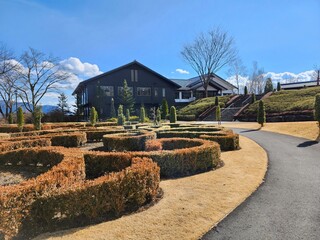 冬の中之条ガーデンズの風景　ノットガーデン