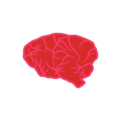 brain icon, simple flat style, pictogram logo symbol vector illustration, isolated on white for mobile app
