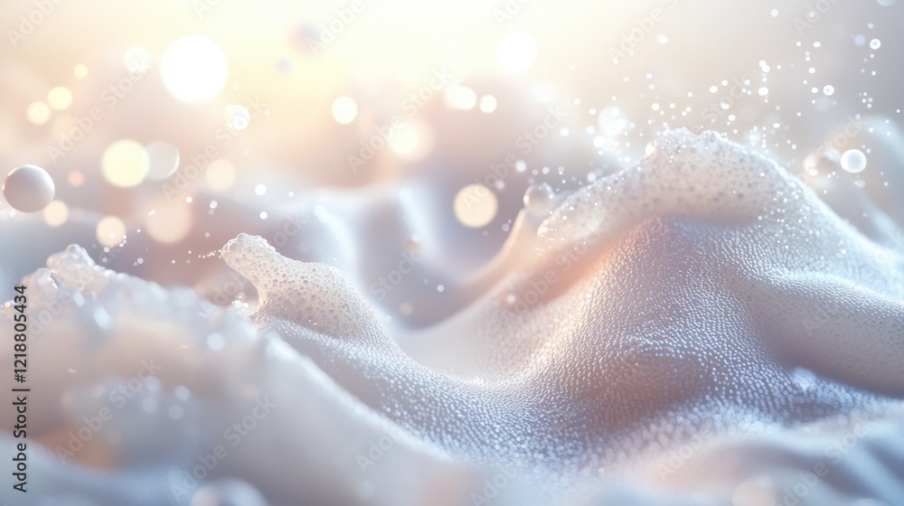 Poster delicate waves of foam create a mesmerizing effect with soft textures and sparkling light. the seren