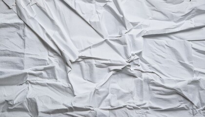 white crumpled and creased glued wrinkled paper poster texture background