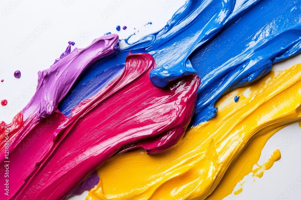 Poster colorful paint swirls on a white canvas create an abstract art composition full of vibrancy and move