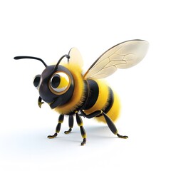 Cute and Colorful Cartoon Bee Character with Big Eyes and Wings