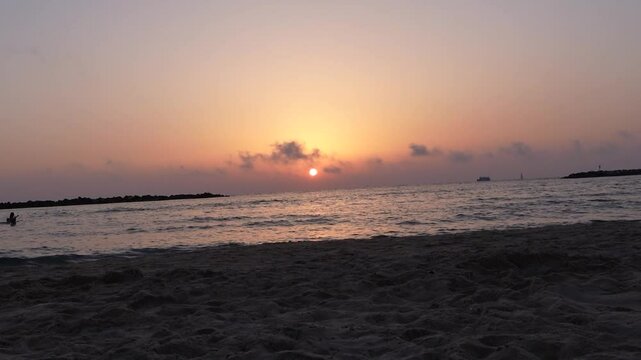 A stunning video of the Mediterranean Sea and sunset was taken in Tel Aviv, Israel.