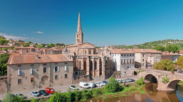 Aerial view of the Limoux town, France