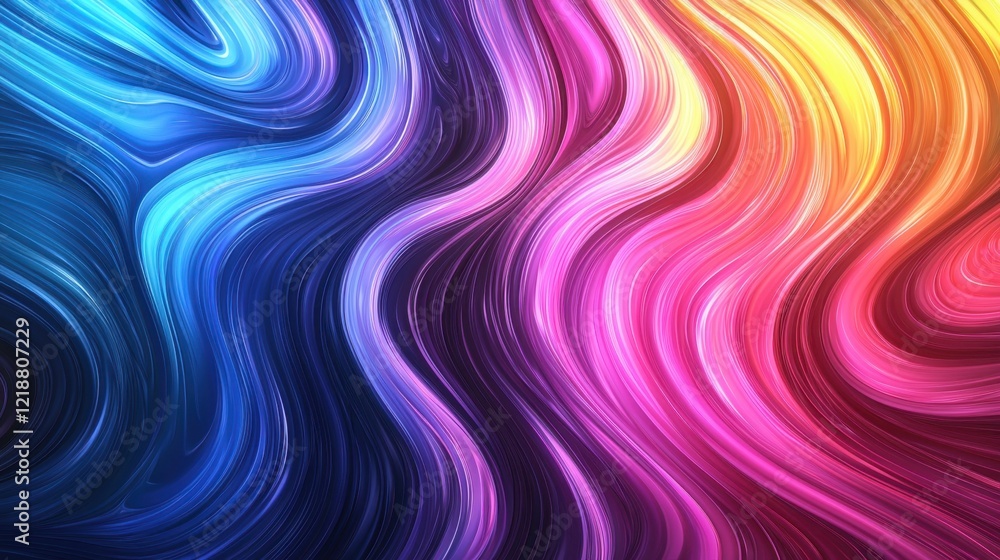 Poster bright swirls of blue, pink, and yellow intertwine in an abstract composition, creating a vibrant an