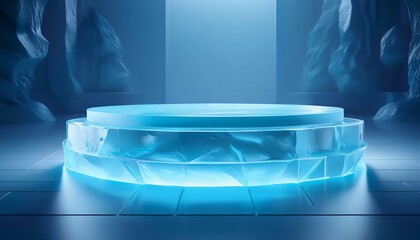 empty 3d ice podium scene for icy product ai generative