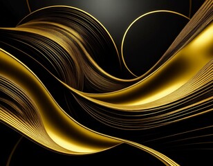 abstract 3d rendering on black and gold luxury background