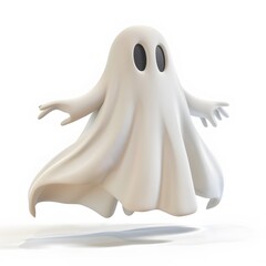 Cute Cartoon Ghost Character Floating in Air with Scary Vibes