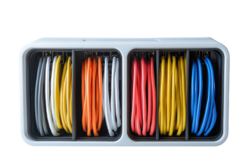 Space-Saving Cable Management Box with Slots for Organized Cords: Isolated on Transparent Background