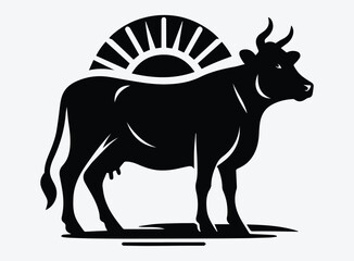 Black Cow Vector Illustration - Farm Animal Symbolism