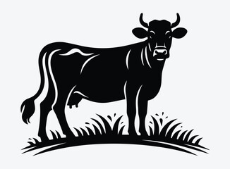 Black Cow Vector Illustration - Farm Animal Symbolism