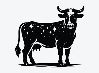 Black Cow Vector Illustration - Farm Animal Symbolism