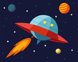 rocket and space vector Illustrator Artwork