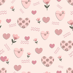 Minimalist Glittering Heart Bliss Seamless Pattern