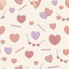 Minimalist Glittering Heart Bliss Seamless Pattern