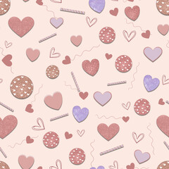 Minimalist Glittering Heart Bliss Seamless Pattern