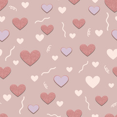 Minimalist Glittering Heart Bliss Seamless Pattern