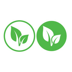 Green leaf icons in round frame