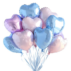 Pastel Heart Balloons Without Background