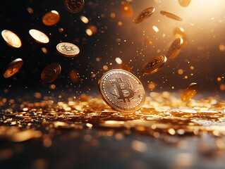 Bitcoin reaching new milestone, all time high. Bitcoins raining from the skies.