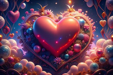 heart background Valentine's day gifts with hearts and Heart 3D, Abstract surrealism heart and love background