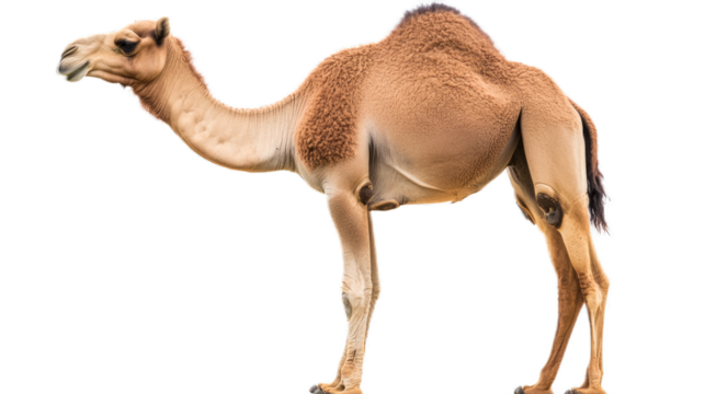 Brown Camel Standing in Profile with Detailed Texture and Natural Posing, Ideal for Animal and Wildlife Themes in Photography and Design Projects
