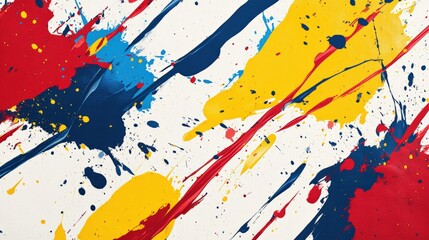 Vibrant paint splashes creating playful art studio space abstract design creative environment close-up view colorful expression