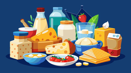 dairy product- cheese, milk, yogurt, butter selection