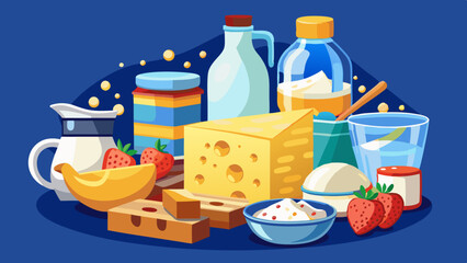 dairy product- cheese, milk, yogurt, butter selection