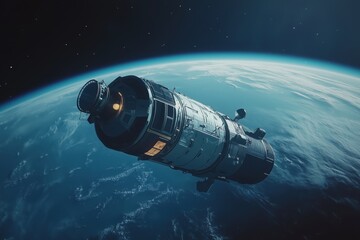 Fototapeta premium cargo spaceship orbit earth planet
