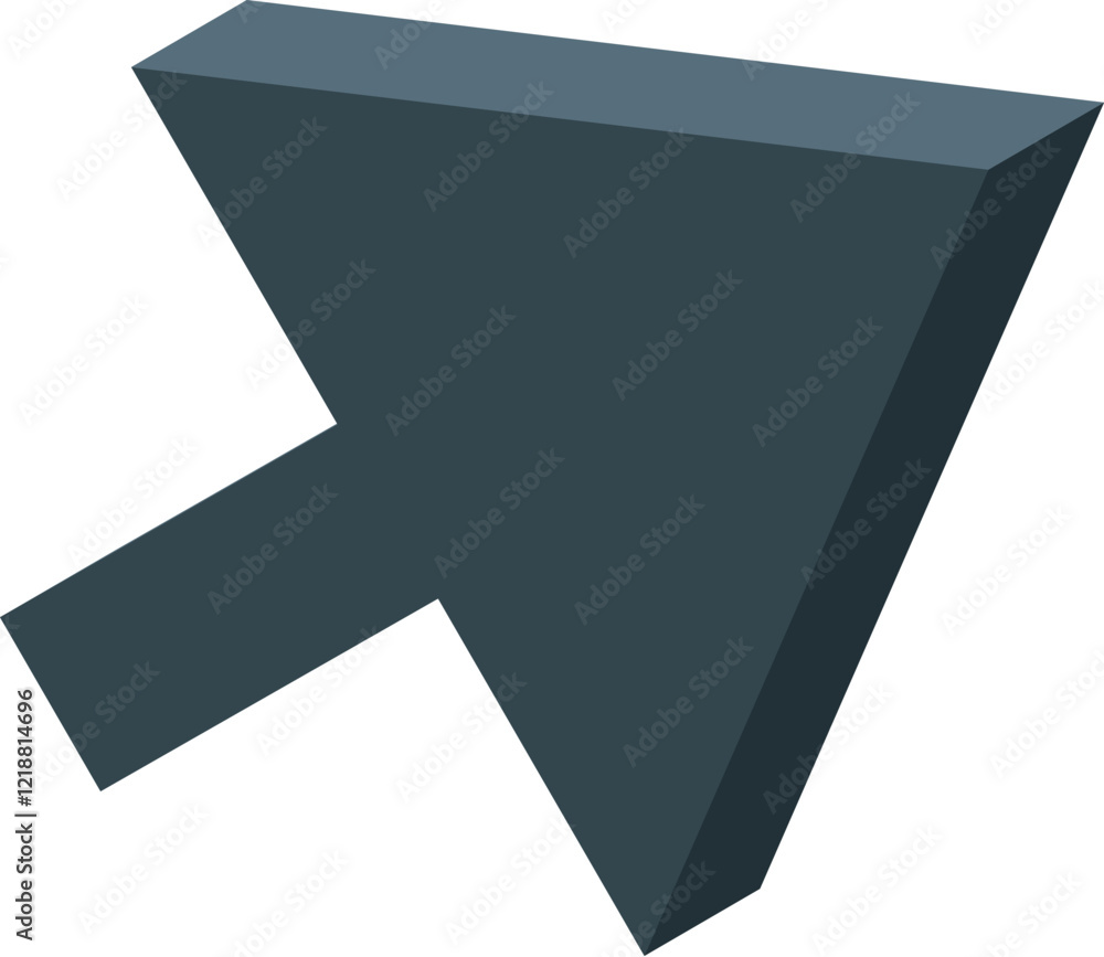 Poster dark gray 3d cursor arrow pointing up and to the right on white background