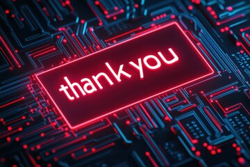 Thank-you cards with neon red design digital art futuristic style