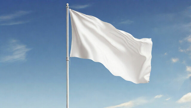 White blank flag waving on a pole