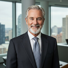 Fototapeta premium Handsome and successful male businessman 60-70 years old