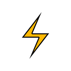 Thunder icon flash electric Charge, Filled Outline Bolt, simple Design, vector illustration