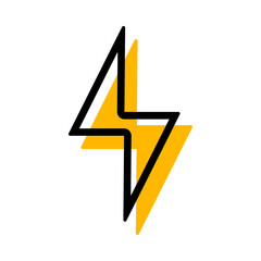 Thunder icon flash electric Charge, Filled Outline Bolt, simple Design, vector illustration
