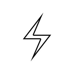 Thunder icon stroke outline flash electric Charge, Bolt, simple Design, vector illustration