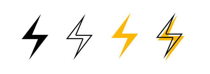 Set Thunder icon flash electric Charge, Bolt, simple Design, vector illustration