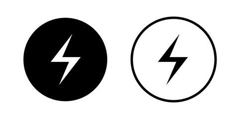 Thunder icon Circle flash electric Charge, Bolt, simple Design, vector illustration
