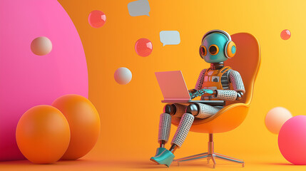 Obraz premium Ai Chatbots working and chatting in computer, Generative Ai