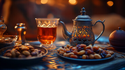 Traditional Arabic Tea with Nuts and Dates
