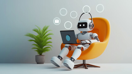 Fototapeta premium Ai Chatbots working and chatting in computer, Generative Ai