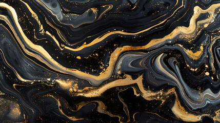 Black and gold marble abstract background, generative ai