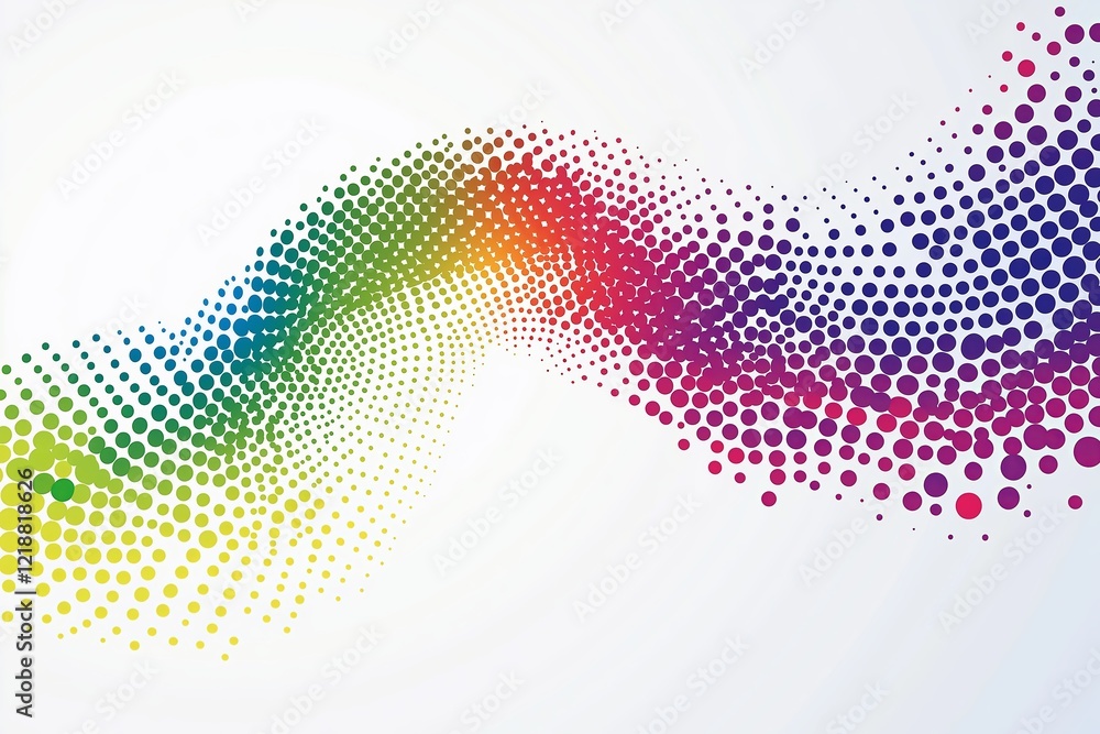 Poster a burst of colored dots forming abstract shapes.