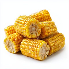 Fresh Corn Isolated on White Background, Highlighting Natural Food, Agriculture, and Organic Produce Concepts.